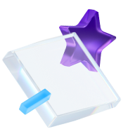Стеклянные фигуры: прозрачный параллелипипед, фиолетовая звезда