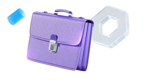 Объемные фиолетовый портфель